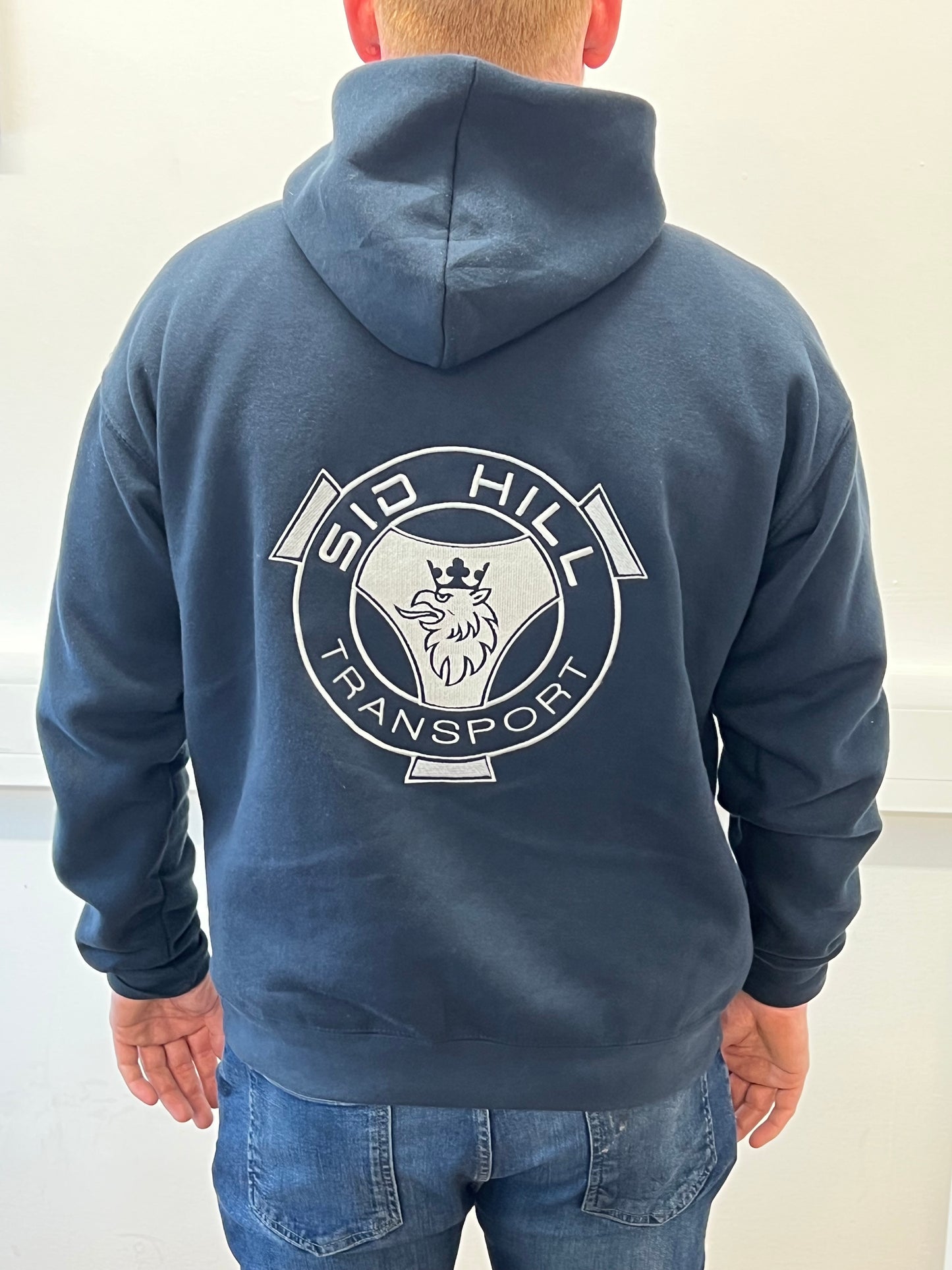 Sid Hill emblem embroidered premium hoodie top in navy blue